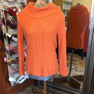 Cowl neck orange sweater